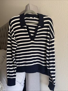 Gap Stripes Knit Collared Sweater